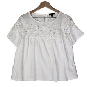 J. Crew White Eyelet Top